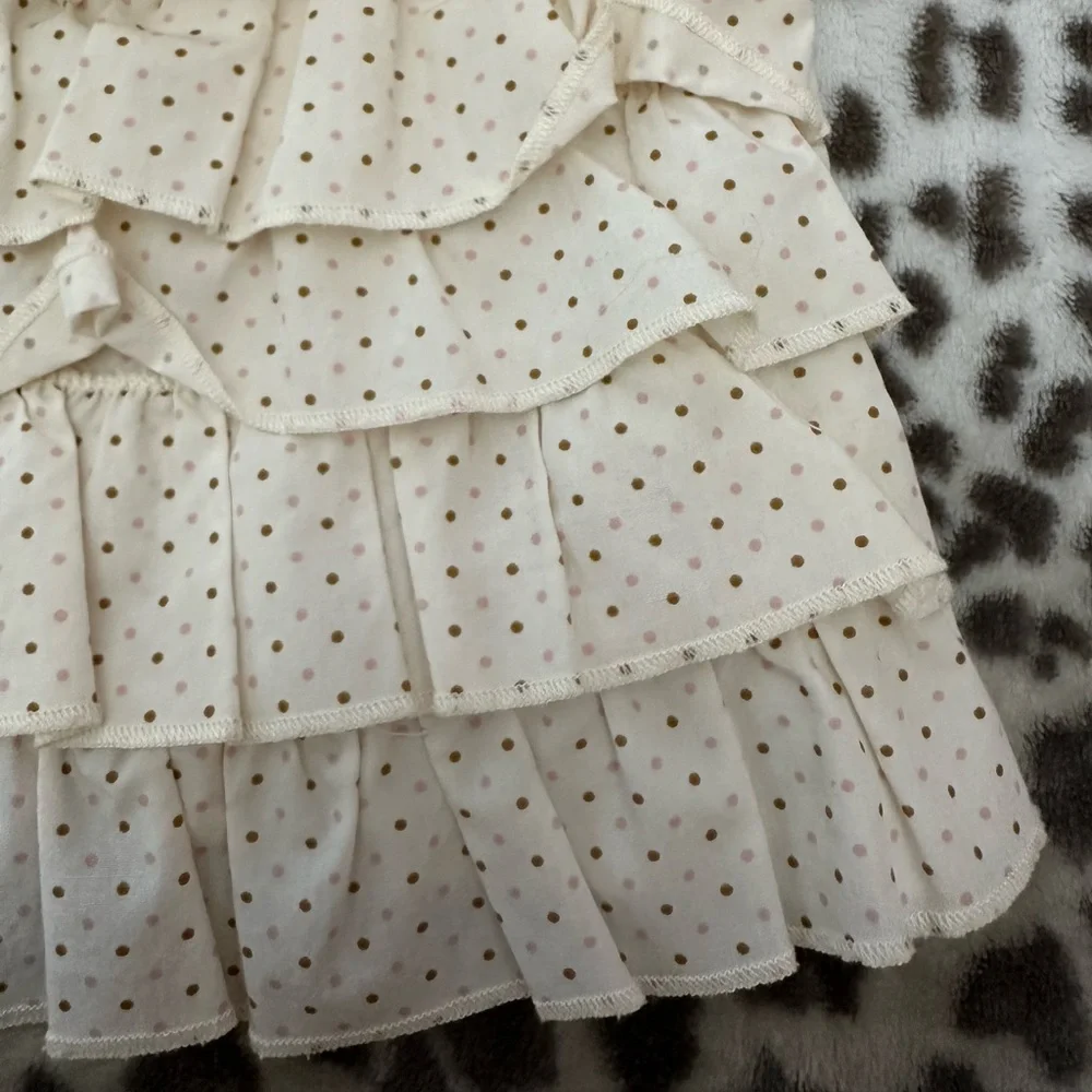 2006 Old Navy Polka Dot Ruffle Cami Tank Top in Cream Size 6-12 months